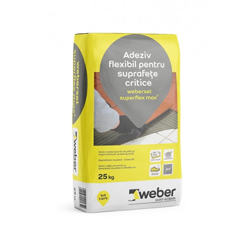 Adeziv flexibil pentru placari ceramice pe suprafete critice Weber.set Superflex Max2 - 25Kg
